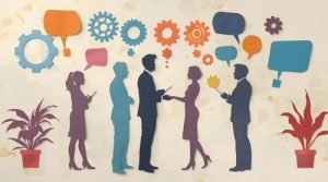 Illustration of business people talking